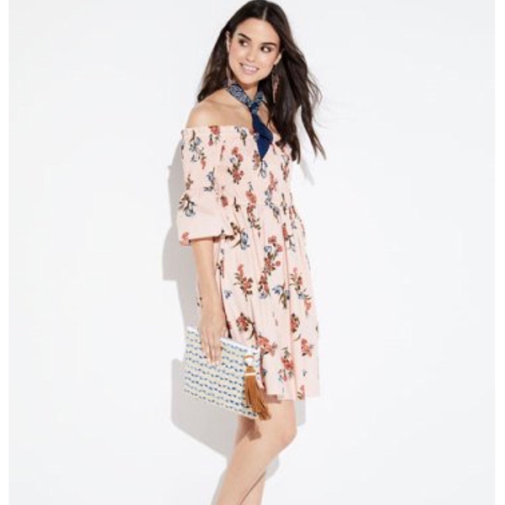 Donna Morgan Smocked Off the Shoulder Floral Dress